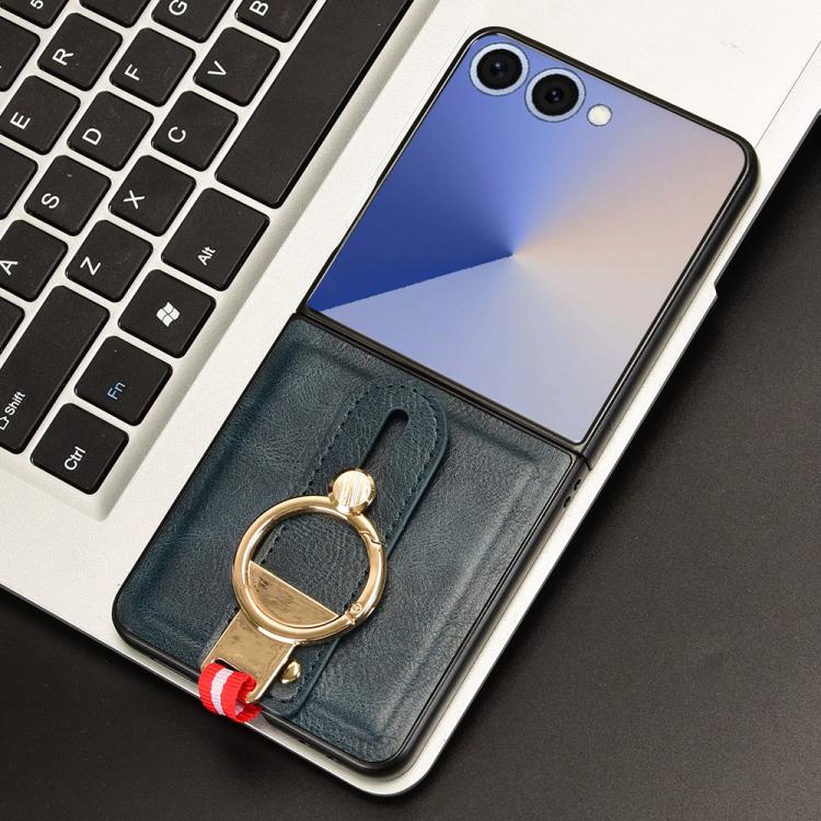 For Samsung Galaxy Z Flip7 5G Wristband Leather Back Phone Case