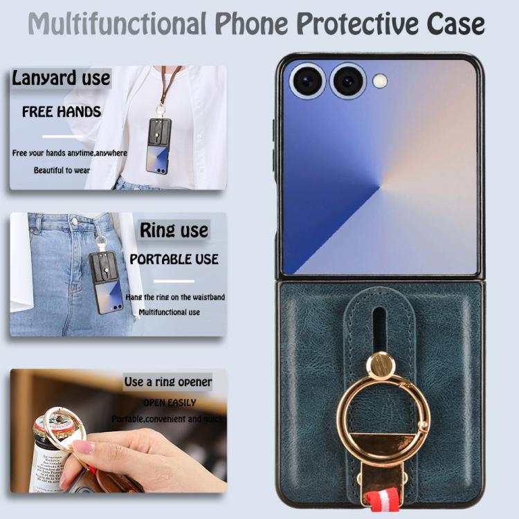 For Samsung Galaxy Z Flip7 5G Wristband Leather Back Phone Case