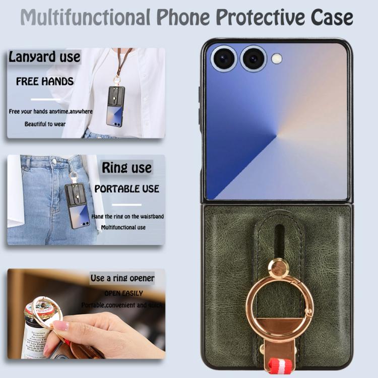 For Samsung Galaxy Z Flip7 5G Wristband Leather Back Phone Case