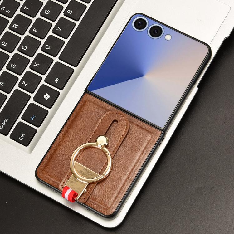 For Samsung Galaxy Z Flip7 5G Wristband Leather Back Phone Case