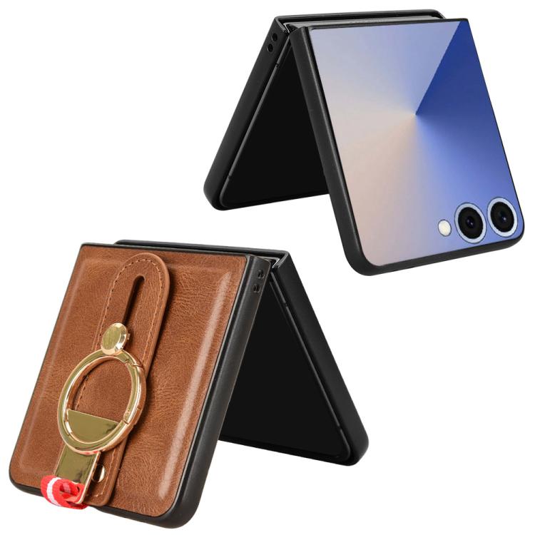 For Samsung Galaxy Z Flip7 5G Wristband Leather Back Phone Case