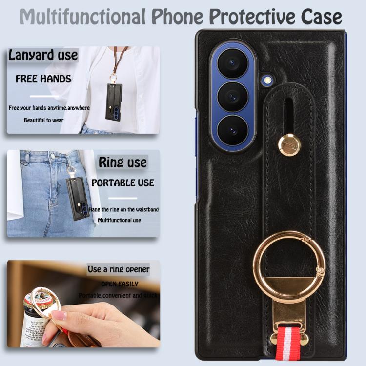 For Samsung Galaxy Z Fold7 5G Wristband Leather Back Phone Case