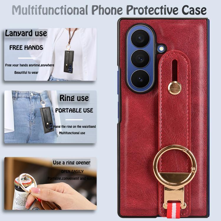 For Samsung Galaxy Z Fold7 5G Wristband Leather Back Phone Case