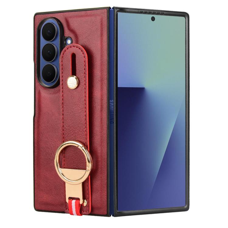 For Samsung Galaxy Z Fold7 5G Wristband Leather Back Phone Case