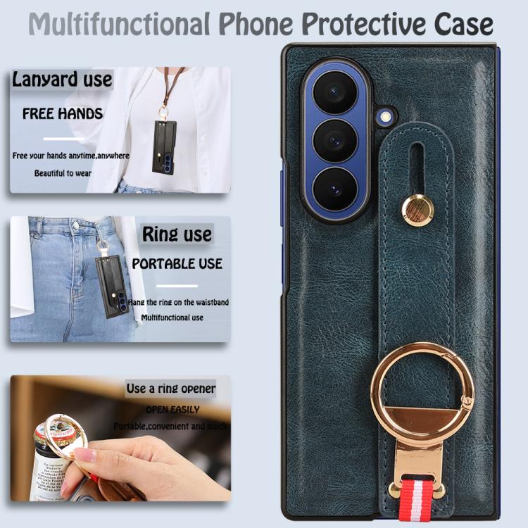 For Samsung Galaxy Z Fold7 5G Wristband Leather Back Phone Case