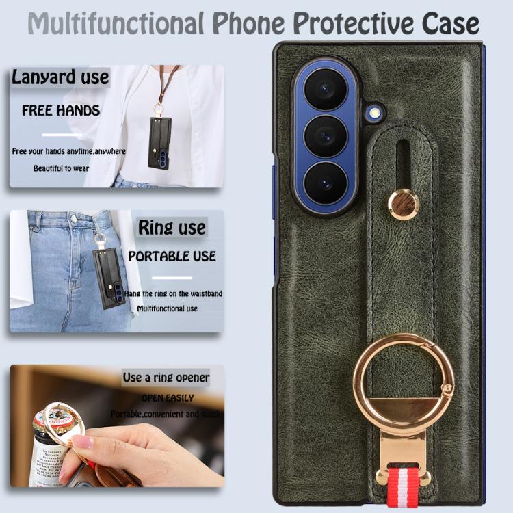 For Samsung Galaxy Z Fold7 5G Wristband Leather Back Phone Case