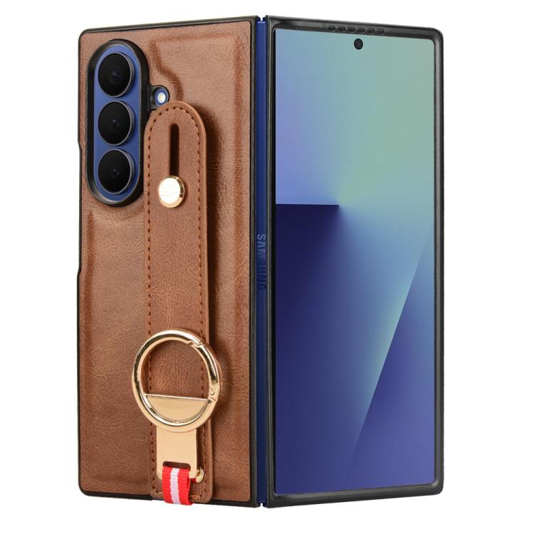For Samsung Galaxy Z Fold7 5G Wristband Leather Back Phone Case