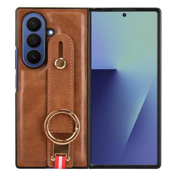 For Samsung Galaxy Z Fold7 5G Wristband Leather Back Phone Case
