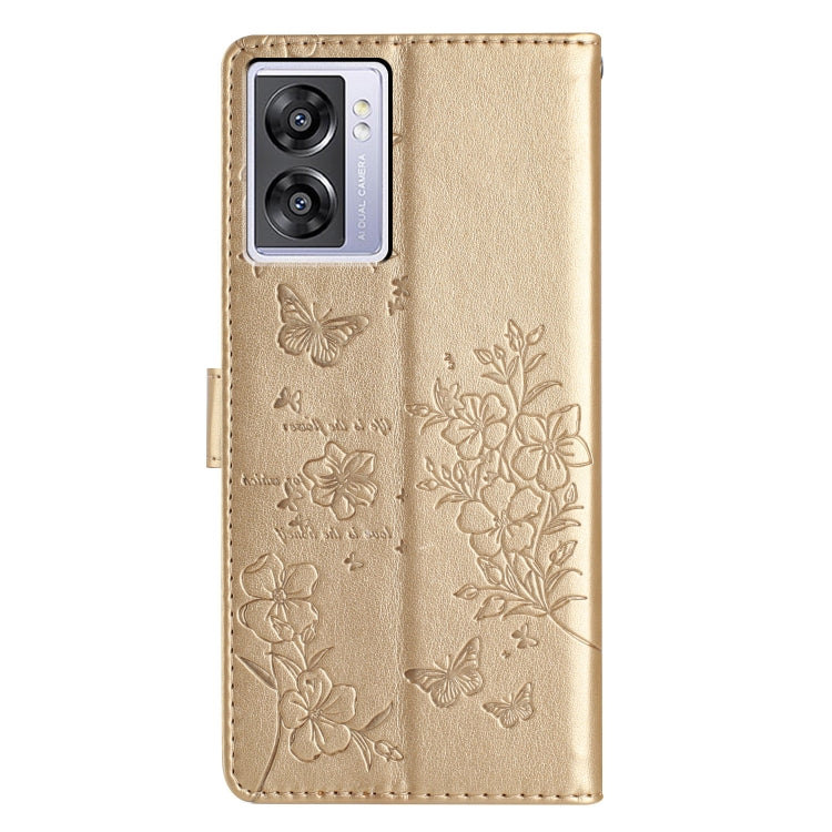 For OPPO A57 4G / 5G / A77 5G Butterflies and Flowers Leather Phone Case