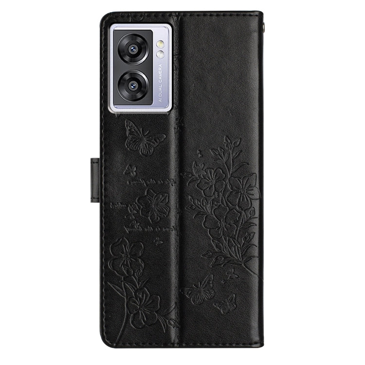 For OPPO A57 4G / 5G / A77 5G Butterflies and Flowers Leather Phone Case