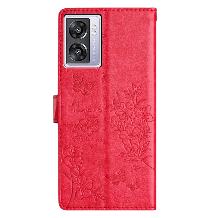 For OPPO A57 4G / 5G / A77 5G Butterflies and Flowers Leather Phone Case