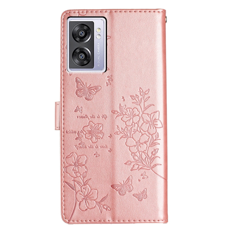 For OPPO A57 4G / 5G / A77 5G Butterflies and Flowers Leather Phone Case