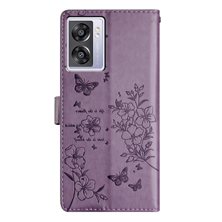For OPPO A57 4G / 5G / A77 5G Butterflies and Flowers Leather Phone Case