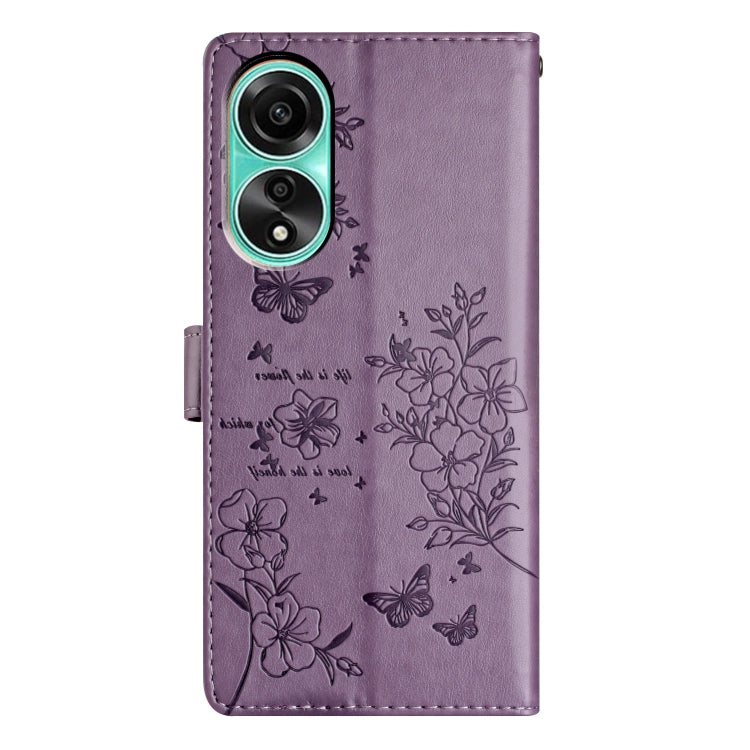 For OPPO A58 4G Global Butterflies and Flowers Leather Phone Case
