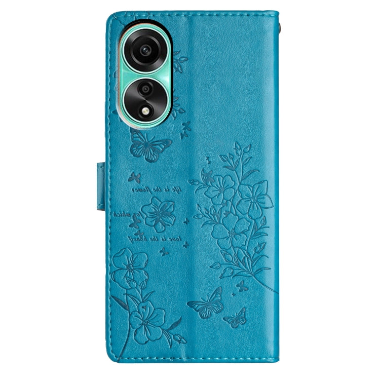 For OPPO A58 4G Global Butterflies and Flowers Leather Phone Case