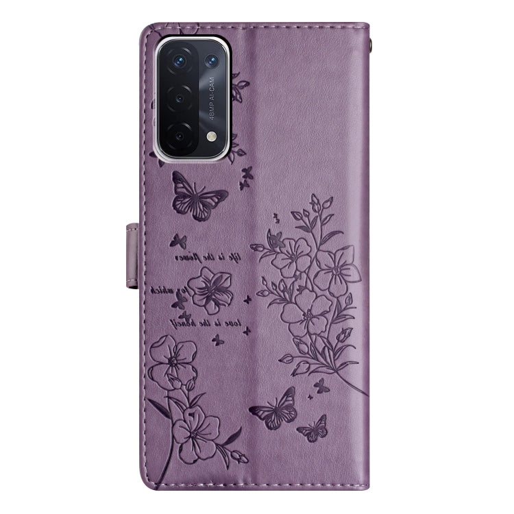 For OPPO A93 5G Butterflies and Flowers Leather Phone Case