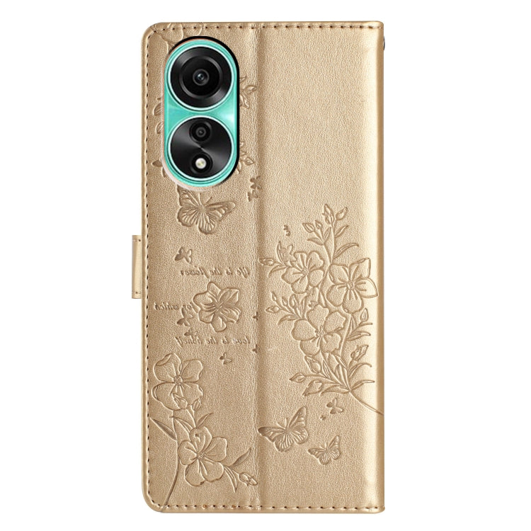 For OPPO A78 4G Butterflies and Flowers Leather Phone Case