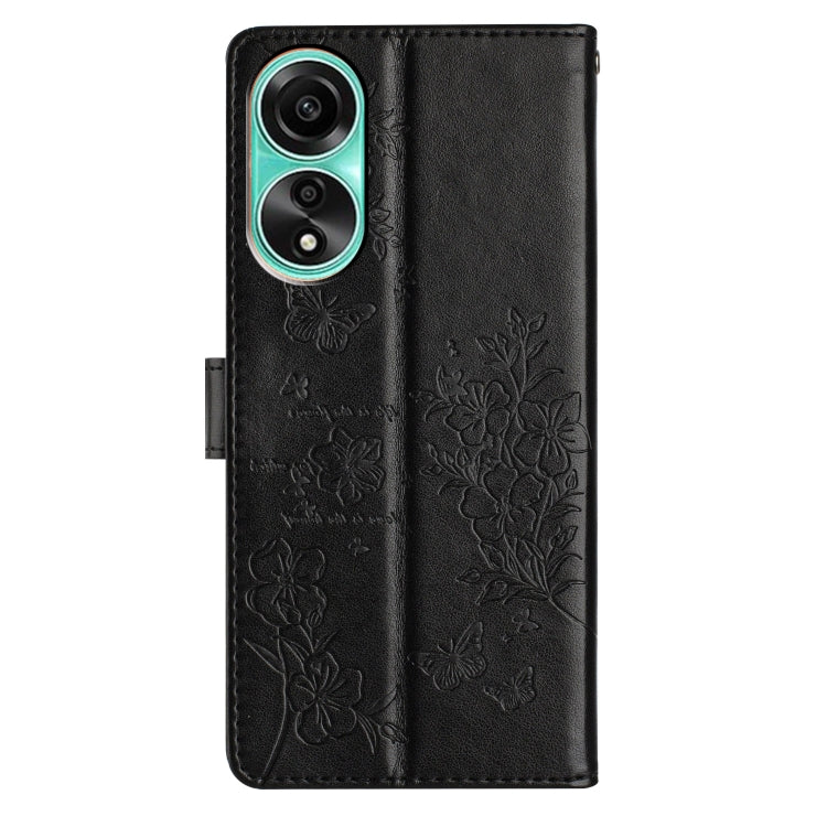 For OPPO A78 4G Butterflies and Flowers Leather Phone Case