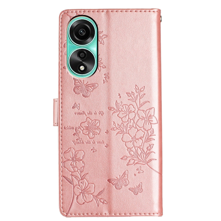 For OPPO A78 4G Butterflies and Flowers Leather Phone Case