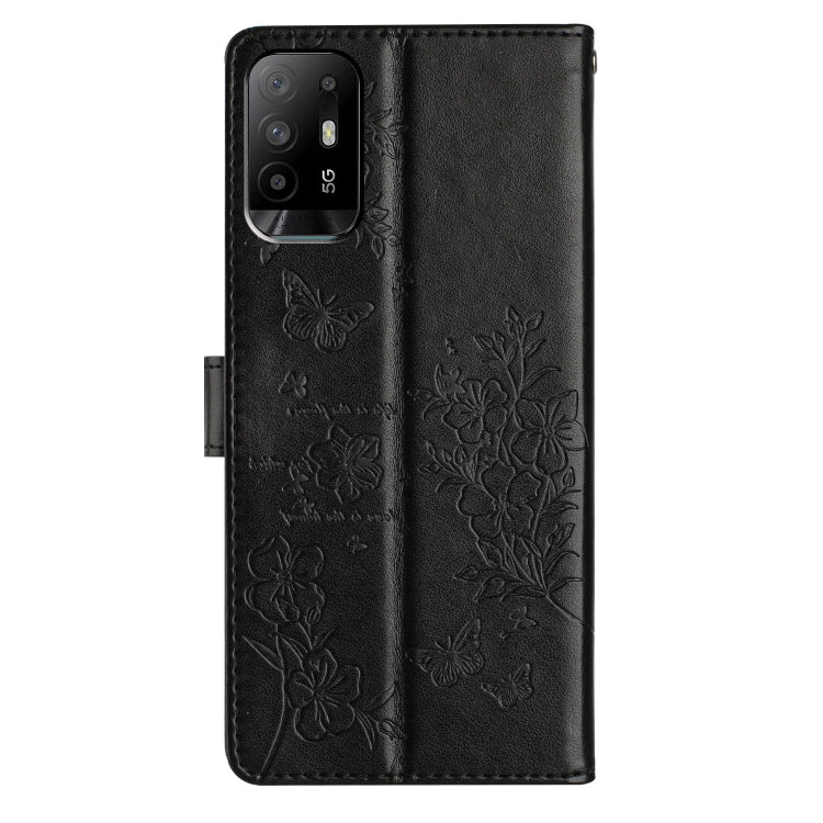 For OPPO A94 5G Butterflies and Flowers Leather Phone Case