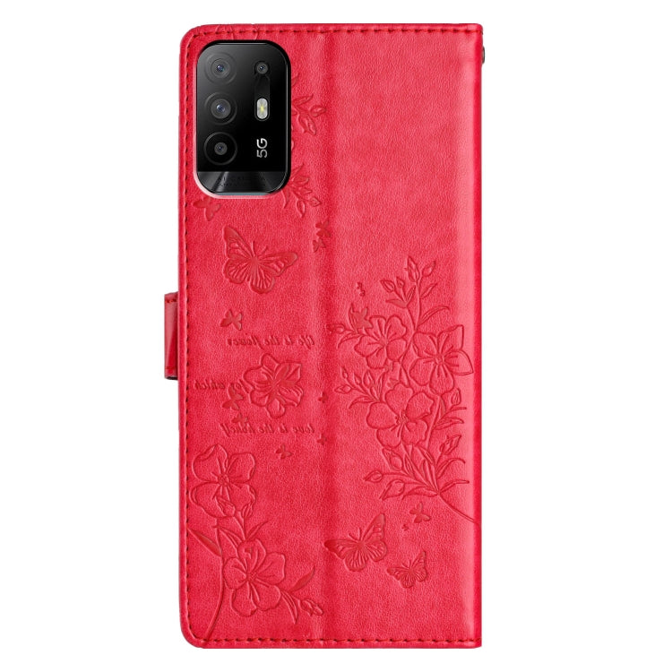 For OPPO A94 5G Butterflies and Flowers Leather Phone Case