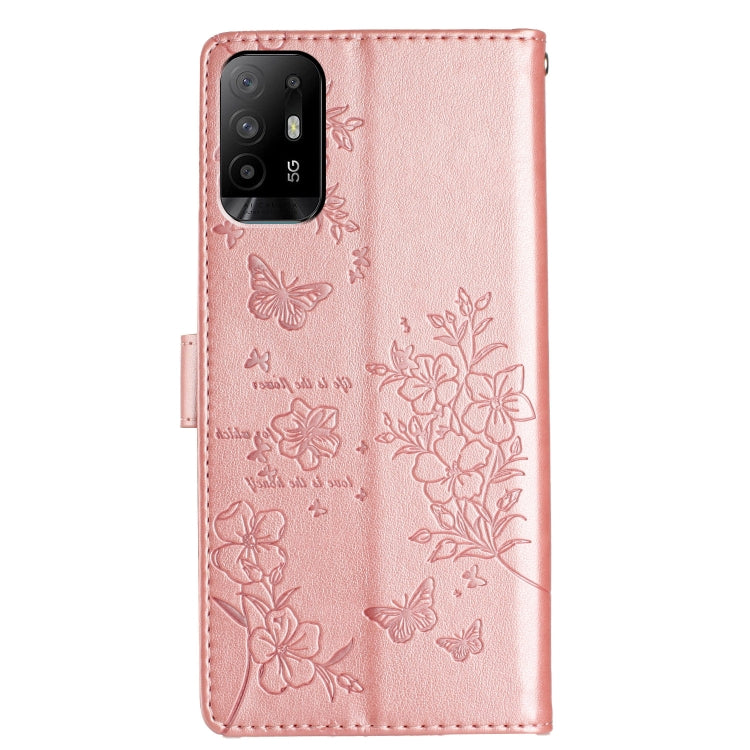 For OPPO A94 5G Butterflies and Flowers Leather Phone Case