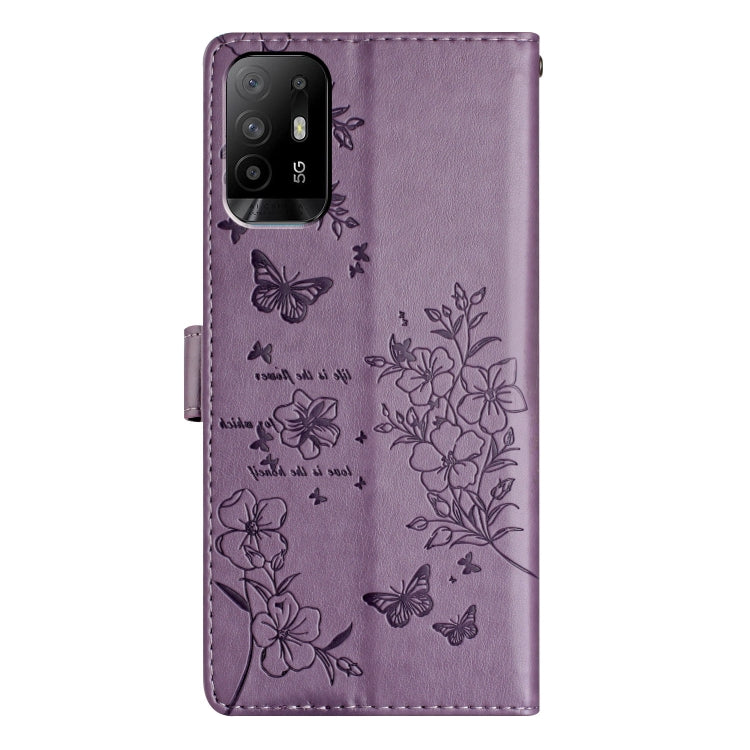 For OPPO A94 5G Butterflies and Flowers Leather Phone Case