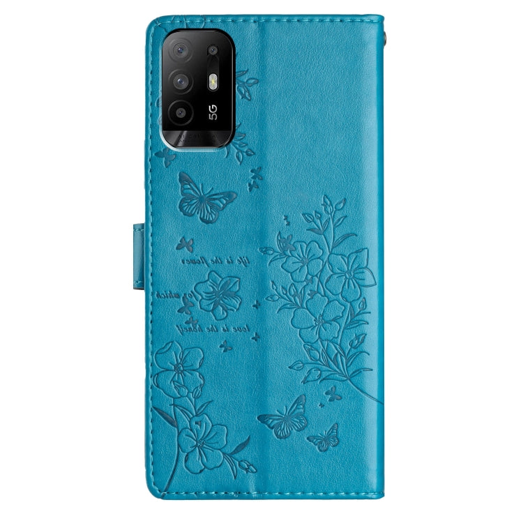 For OPPO A94 5G Butterflies and Flowers Leather Phone Case