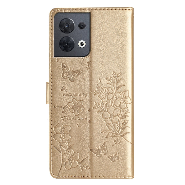 For OPPO Reno8 5G Global Butterflies and Flowers Leather Phone Case