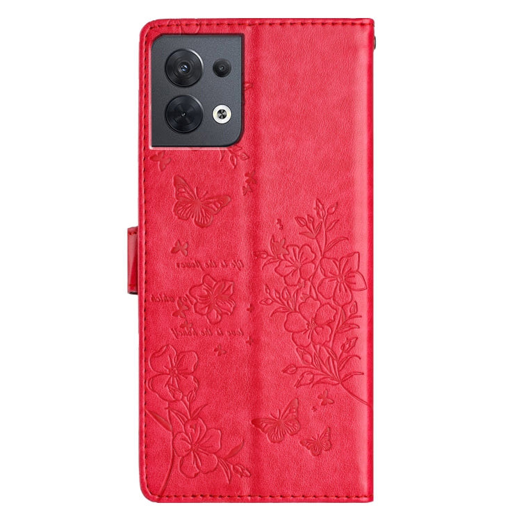 For OPPO Reno8 5G Global Butterflies and Flowers Leather Phone Case