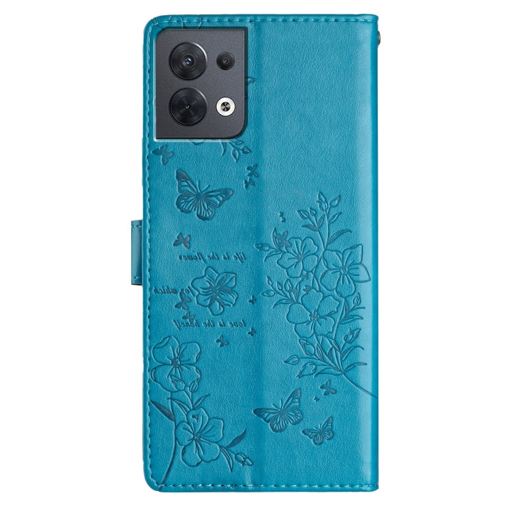 For OPPO Reno8 5G Global Butterflies and Flowers Leather Phone Case