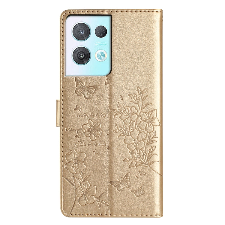 For OPPO Reno8 Pro 5G Global Butterflies and Flowers Leather Phone Case