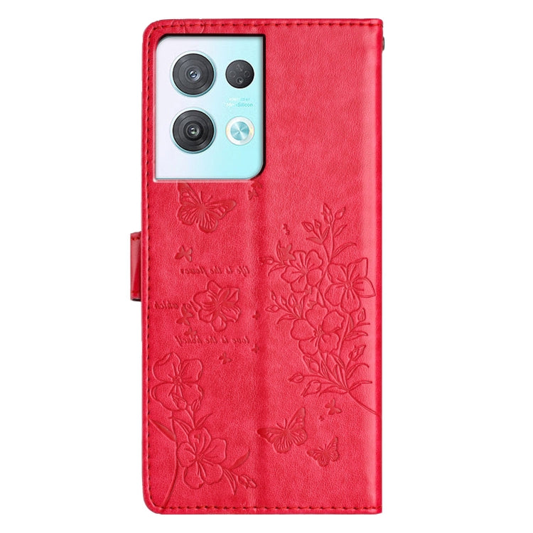 For OPPO Reno8 Pro 5G Global Butterflies and Flowers Leather Phone Case