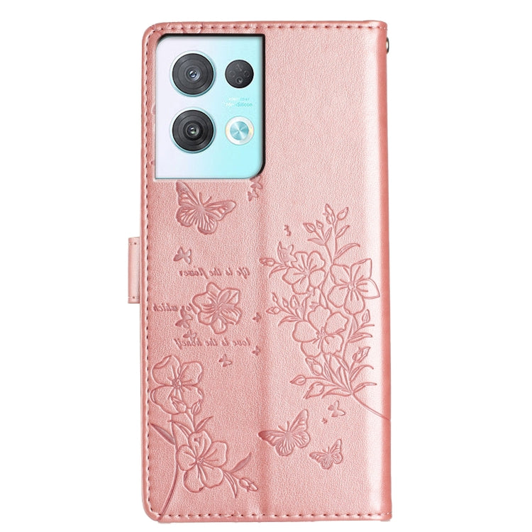 For OPPO Reno8 Pro 5G Global Butterflies and Flowers Leather Phone Case
