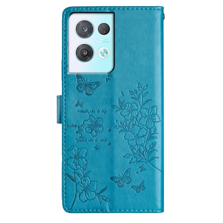For OPPO Reno8 Pro 5G Global Butterflies and Flowers Leather Phone Case