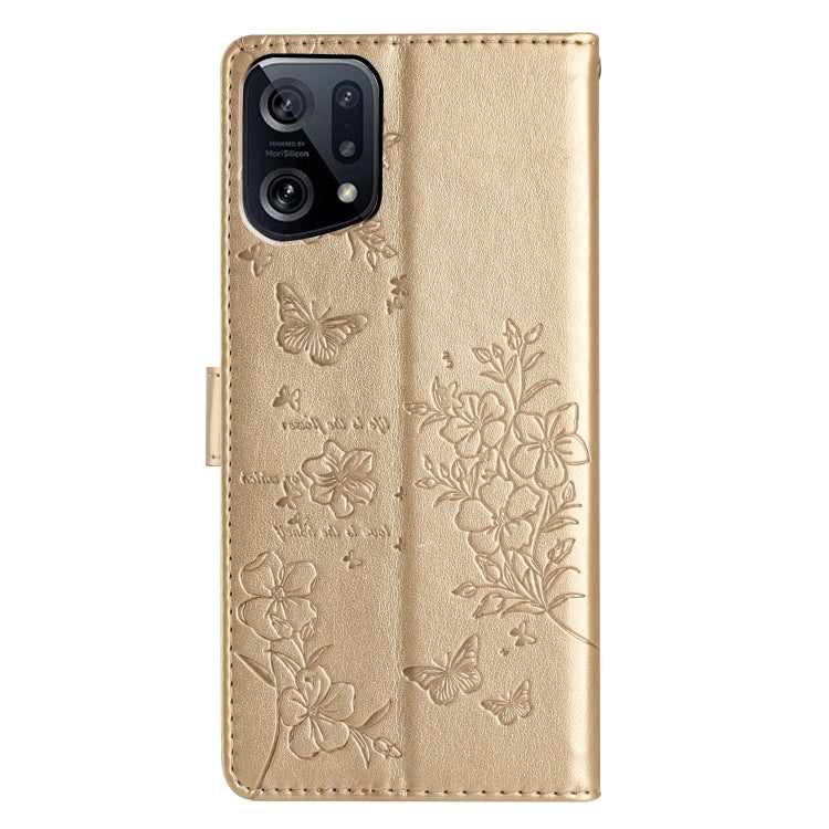 For OPPO Find X5 Butterflies and Flowers Leather Phone Case