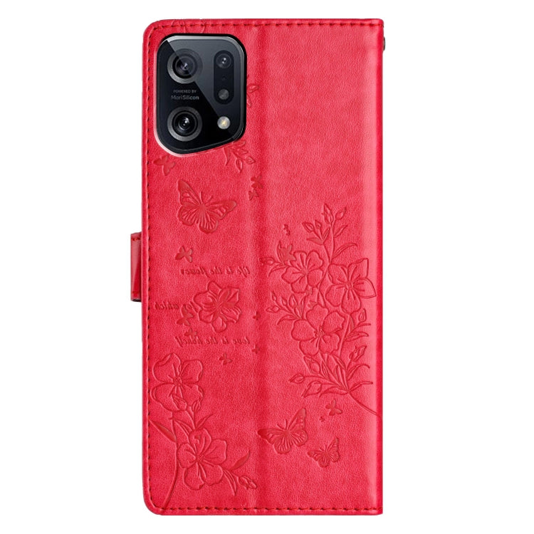 For OPPO Find X5 Butterflies and Flowers Leather Phone Case