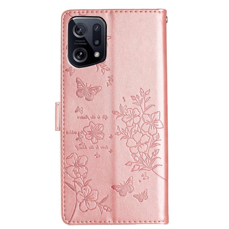 For OPPO Find X5 Butterflies and Flowers Leather Phone Case