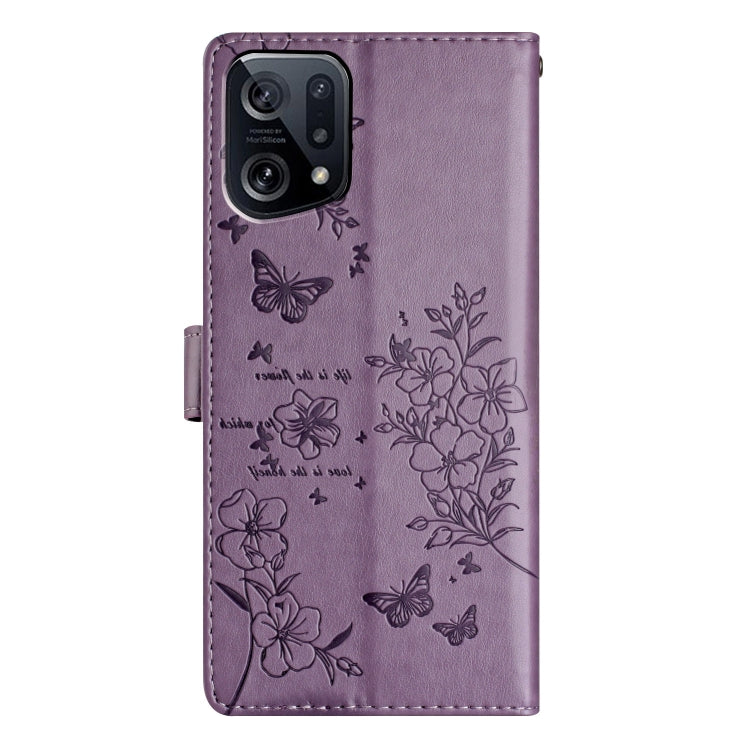 For OPPO Find X5 Butterflies and Flowers Leather Phone Case