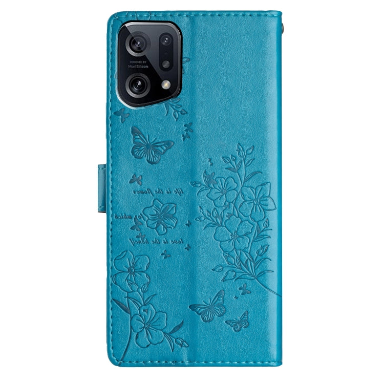 For OPPO Find X5 Butterflies and Flowers Leather Phone Case