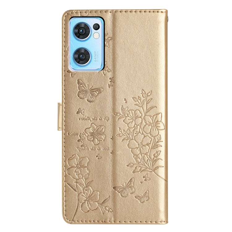 For OPPO Reno7 5G Butterflies and Flowers Leather Phone Case