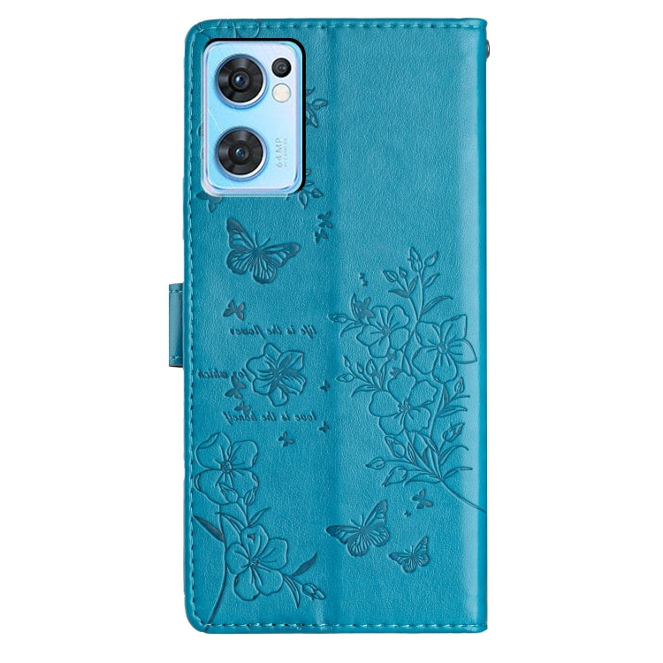 For OPPO Reno7 5G Butterflies and Flowers Leather Phone Case