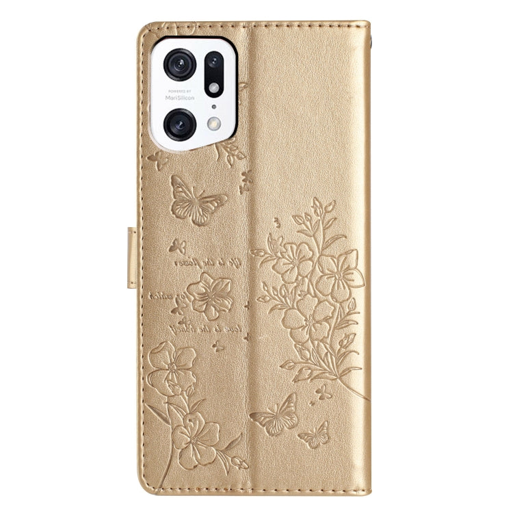 For OPPO Find X5 Pro Butterflies and Flowers Leather Phone Case