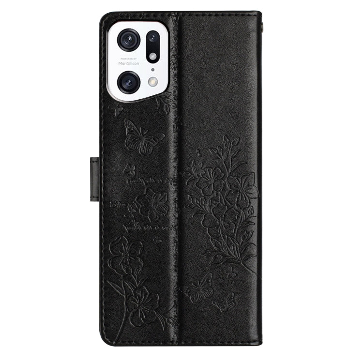 For OPPO Find X5 Pro Butterflies and Flowers Leather Phone Case