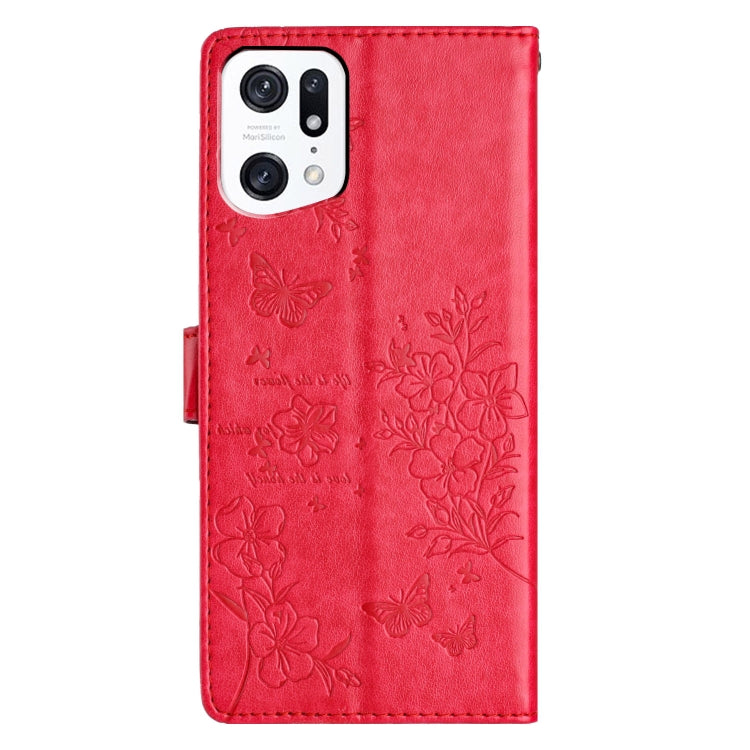 For OPPO Find X5 Pro Butterflies and Flowers Leather Phone Case