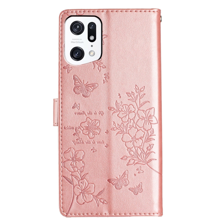 For OPPO Find X5 Pro Butterflies and Flowers Leather Phone Case
