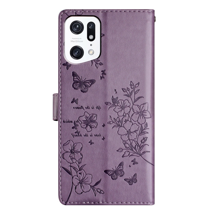 For OPPO Find X5 Pro Butterflies and Flowers Leather Phone Case