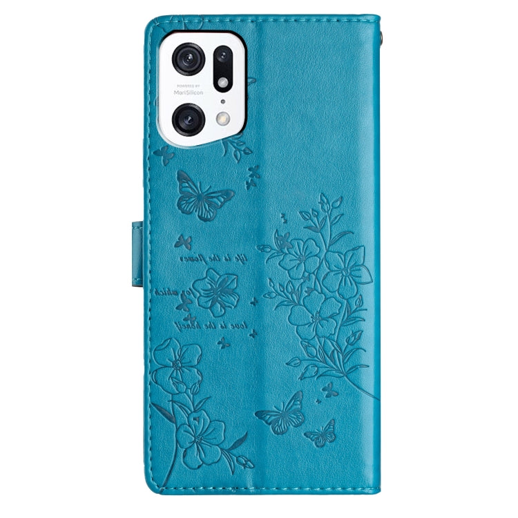 For OPPO Find X5 Pro Butterflies and Flowers Leather Phone Case