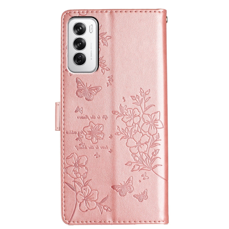 For OPPO Reno12 5G Global Butterflies and Flowers Leather Phone Case