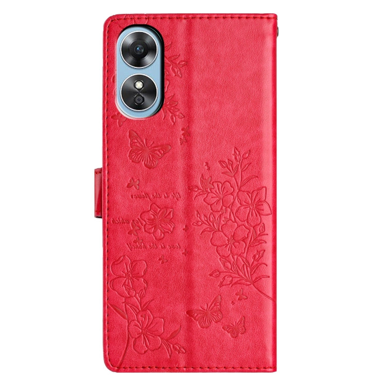 For OPPO A17 Butterflies and Flowers Leather Phone Case